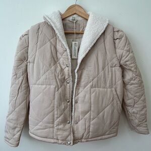 Blank NYC Jacket Warm Hearts Quilted Sherpa Beige